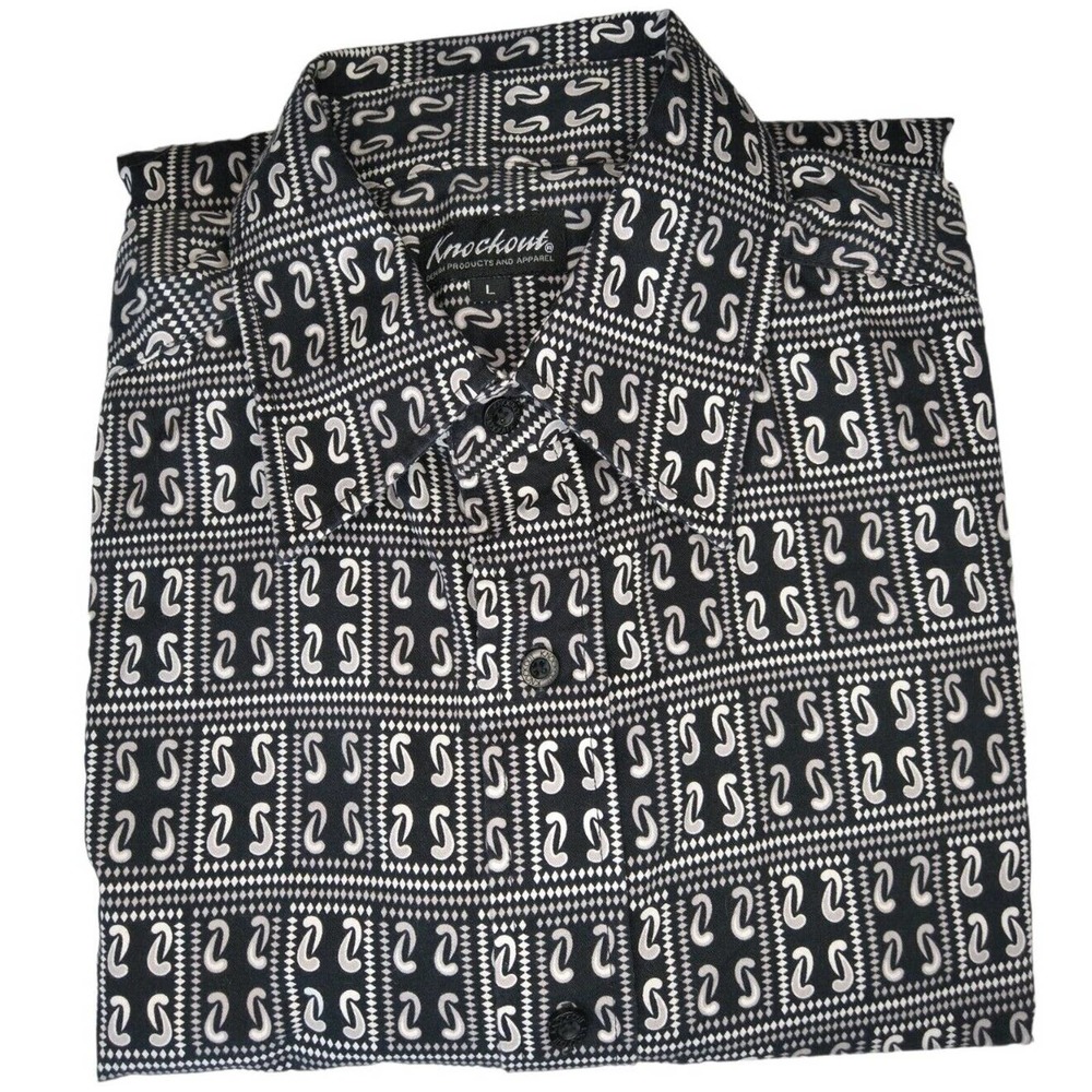 Men's Vintage Knockout 80's Retro Print Long Sleeve T Shirt Size L